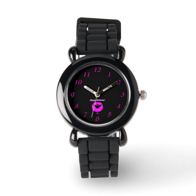 Relógio Halloween Bat Kids Silver Gliter Watch (Frente)