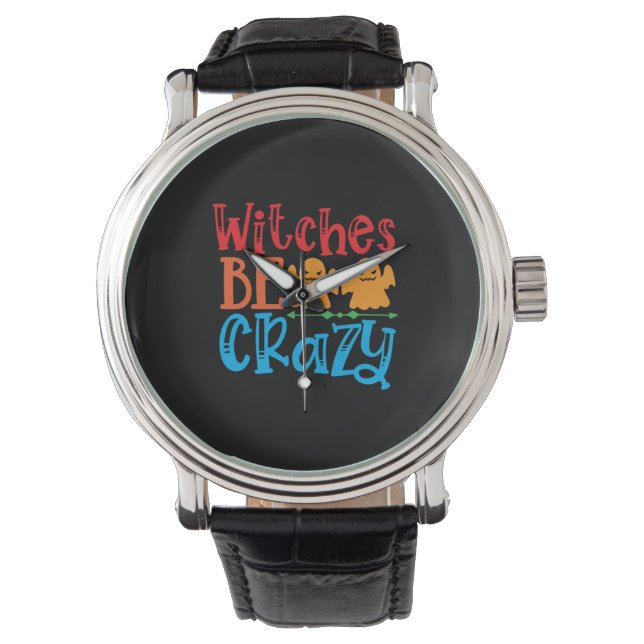 Relógio Halloween Witches Be Crazy Birthday (Frente)