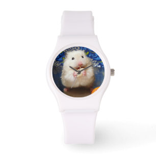 Relógio Hamster sírio macio Kokolinka que come uma sement