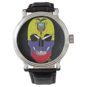 Relógio HANDSKULL Equador: veja o couro couro B2