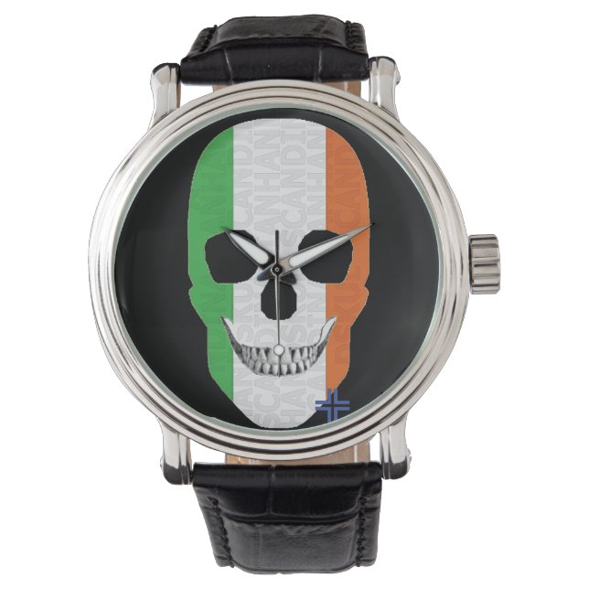 Relógio HANDSKULL Irlanda: relojoaria couro B2 (Frente)