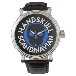 Relógio HANDSKULL LIV Sky Watch mens couro P3