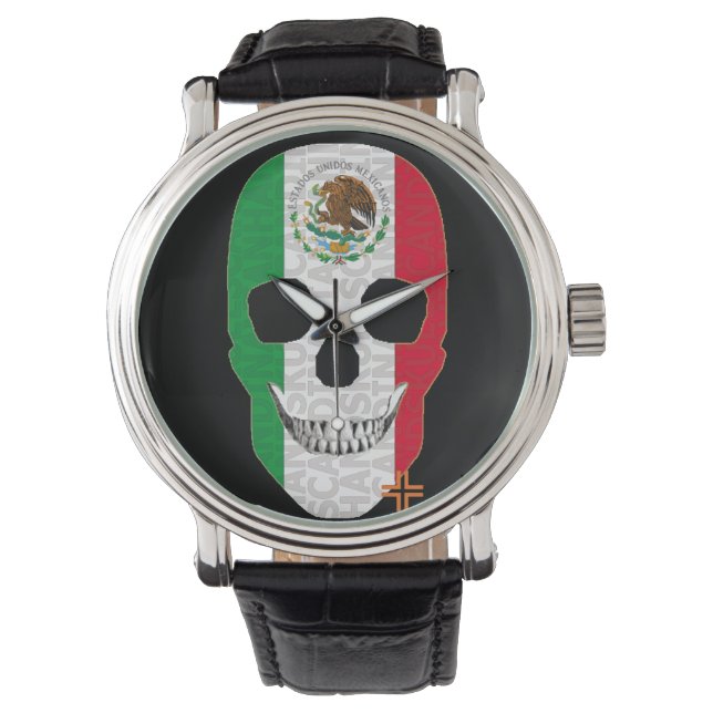 Relógio HANDSKULL México: Ver couro B2 (Frente)