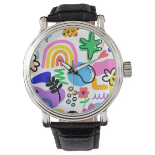 Relógio Happy and colorful abstract designs