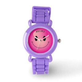 Relógio Harajuku Cor-de-Rosa Bonito Sorrindo Emoji Face