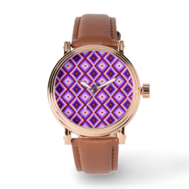 Relógio Harlequin Diamond Checkered Purple Pattern