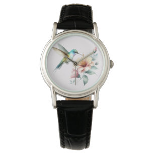 Relógio Harmonia de Hummingbird com Hibiscus Elegante