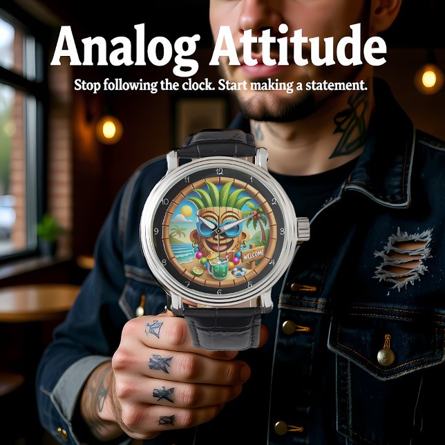 Relógio Hawaiian Hut Welcome: Tropical Beach (Criador carregado)