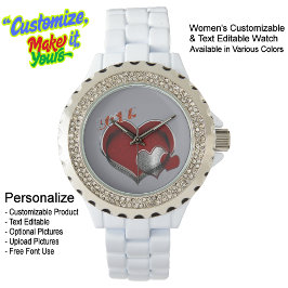 Relógio Heart Magic Rhinestone Enamel Watch White Cinza
