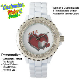 Relógio Heart Magic White Rhinestone White Enamel Watch