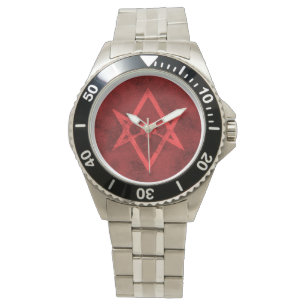 Relógio Hexagram Unicursal (vermelho Textured)