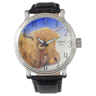 Relógio Highland Cow Watercolor Watch