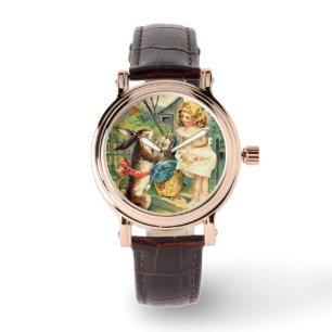 Relógio Holiday Girl & Bunny Vintage Watch de Páscoa