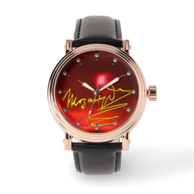 Relógio HOMAGE TO MOZART Composer 3D Dourado Signature Red (Frente)