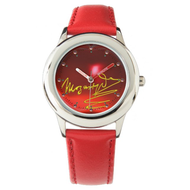 Relógio HOMAGE TO MOZART Composer 3D Dourado Signature Red (Frente)