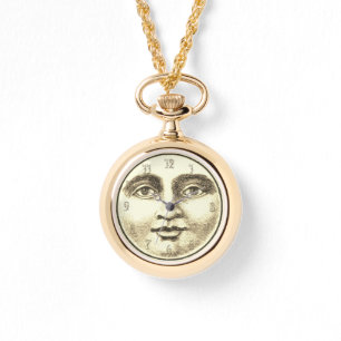 Relógio Homem da lua vintage preto sépia dourado rosto int
