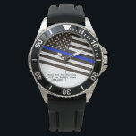 Relógio *~* Homem de policial de bandeira azul fina mascul<br><div class="desc">* Timepiece Protetor de Coroa Esportiva e Enroscada Protetor de Borracha Negra Vigia O design é um design de Polícia Dedicado da Bandeira Azul Fino. A bandeira está em uma diagonal. * Este design apresenta a bandeira americana Flag American também conhecida como Velha Glória e Estrelas e Stripes. É alterada...</div>