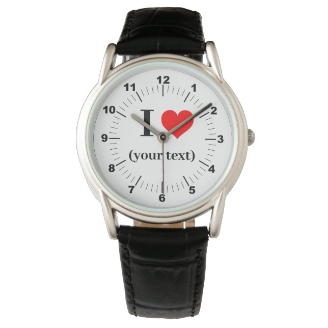 Relógio Homem I Heart Black Leather Strap Watch (Frente)