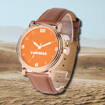 Relógio Homens de Meninas | Na moda de laranja sunset<br><div class="desc">Homens de Meninos Personalizados | Neon Sunset Orange Yellow Elegante Modern Watch | Clássico | Elegante | Evolução | NA MODA | Presente. Você pode optar por adicionar seu nome, o nome de um ente querido ou uma mensagem especial. Seja um presente sincero para alguém que lhe é caro ou...</div>