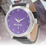Relógio Homens de Meninas | Na moda Roxo-Real<br><div class="desc">Homens de Meninos Personalizados | Royal Purple Elegant Modern Watch | Clássico | Elegante | Evolução | NA MODA | Presente. Você pode optar por adicionar seu nome, o nome de um ente querido ou uma mensagem especial. Seja um presente sincero para alguém que lhe é caro ou um tratamento...</div>
