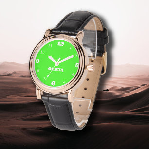 Relógio Homens de Meninas Neon Green Na moda