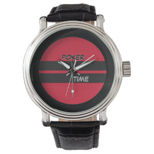 Relógio Hora do Pôquer Vermelho Preto