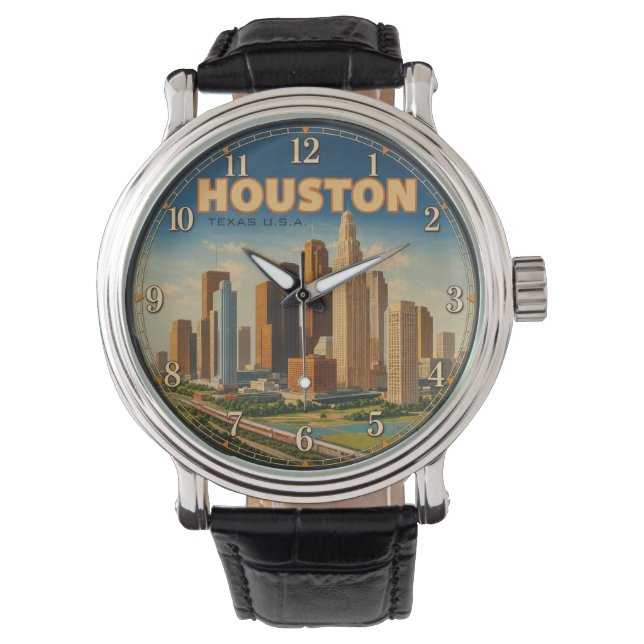 Relógio Houston Texas Skyline  (Frente)