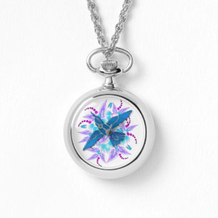 Relógio Hummingbird Floral Art Deco