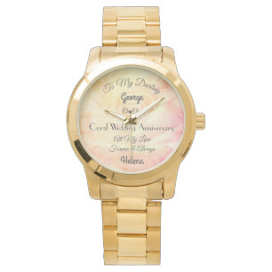 Relógio Husband Coral Weding Anniversário Watch