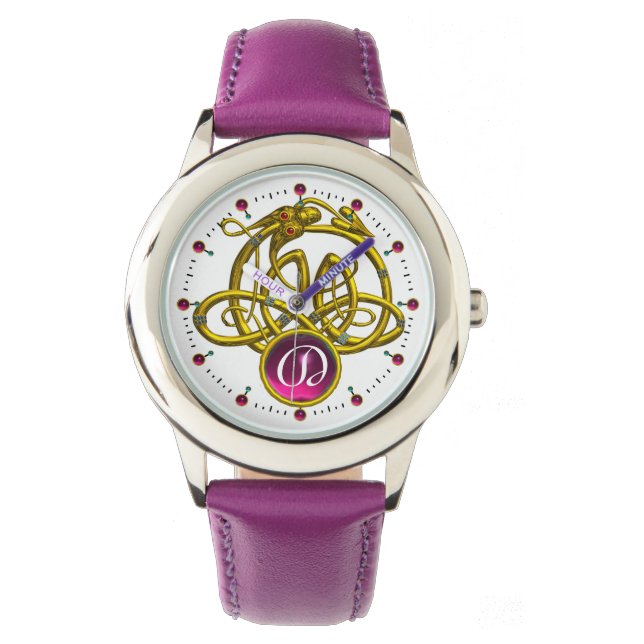 RELÓGIO HYPER DRAGON/DOURADO CONHECIMENTO CELTICO MONOGRAM (Frente)