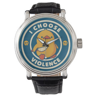 Relógio I Choose Violence Meme Duck Chick Chicken Gore