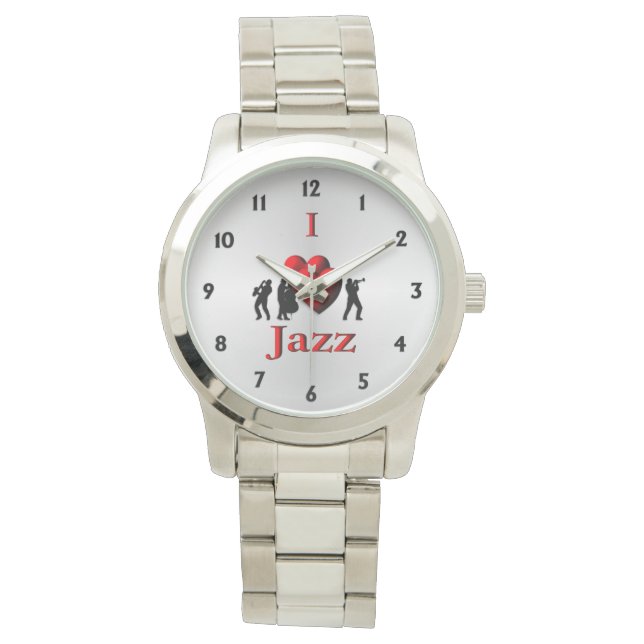Relógio I Heart Jazz com Números Negros (Frente)
