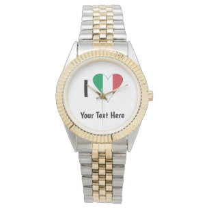 Relógio I (Italian Flag Heart Love) Your Text