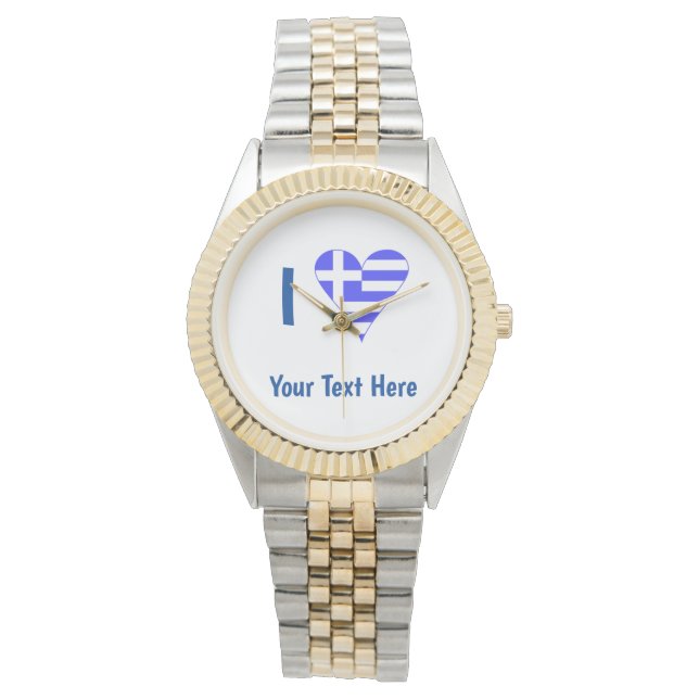 Relógio I (Marca Grega Funky Heart) Personalização Azul (Frente)