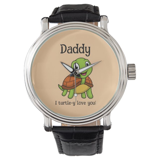 Relógio I Turtley Love You Daddy! Cute Father's Day Turtle (Frente)