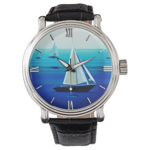 Relógio Iate Sob Vela, Azul Cobalto