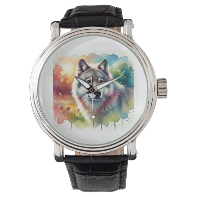 Relógio Iberian wolf 060824AREF145 - Watercolor (Frente)