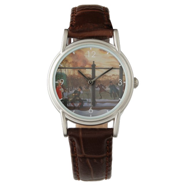 Relógio Ice Skating Rink em inverno (por Konstantin Somov) (Frente)