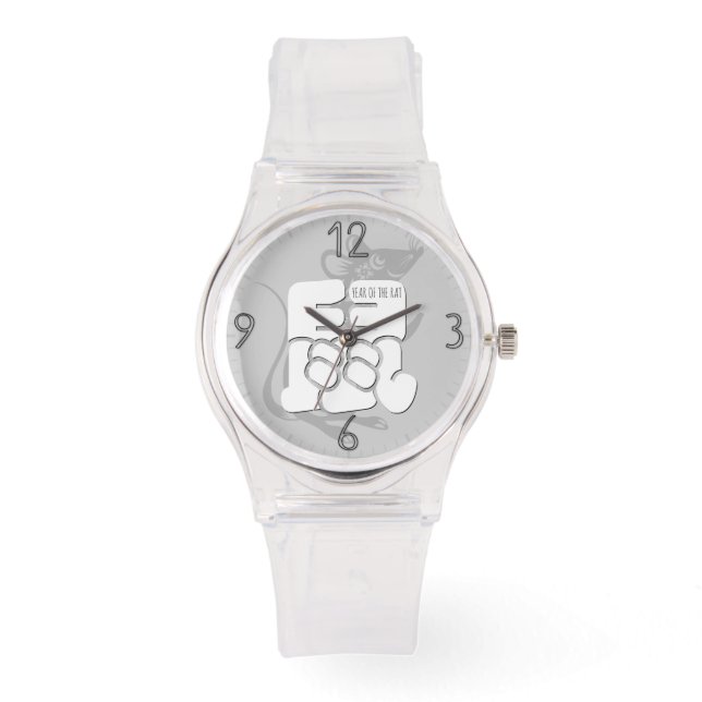 Relógio Ideograma de Rato Personalizado Chinês Zodiac Aniv (Frente)