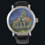 Relógio Igreja em Auvers-sur-Oise por Vincent van Gogh<br><div class="desc">A Igreja em Auvers por Vincent van Gogh é uma pintura arquitetônica de apos impressionismo de arte vintage. Uma vista exterior de uma igreja com janelas de vidro manchadas e uma figura caminhando em direção à Capela ao longo de um caminho de pedra. Sobre o artista: Vincent Willem van Gogh...</div>