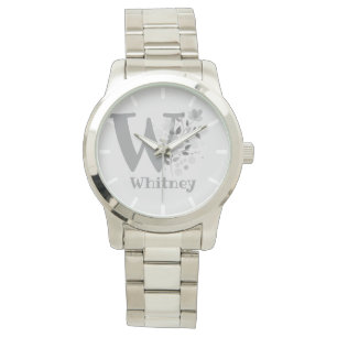 Relógio Imagem Floral com Numerais, Nome e Senhoras Inicia