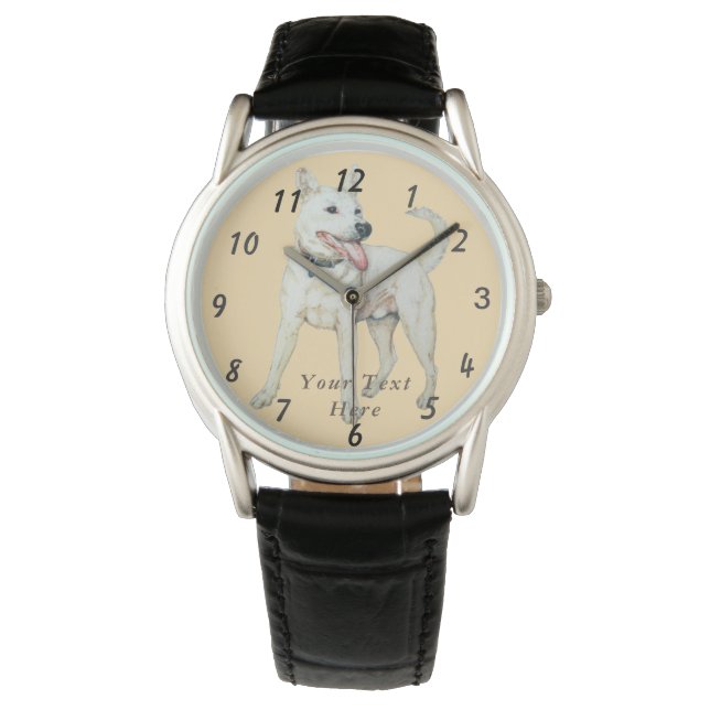 Relógio imagem original de um buldogue branco americano (Frente)
