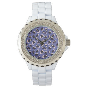 Relógio Impressão animal Abstrato púrpura