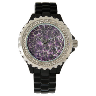 Relógio Impressão de cristal de pedra preciosa Amethyst