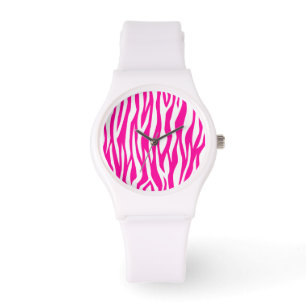 Relógio Impressão de Zebra Rosa Quente