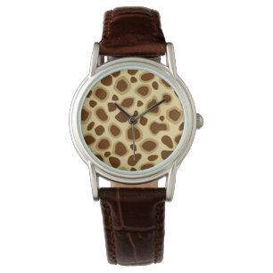 Relógio Impressão Leopardo - Castanho de Chocolate e Tan