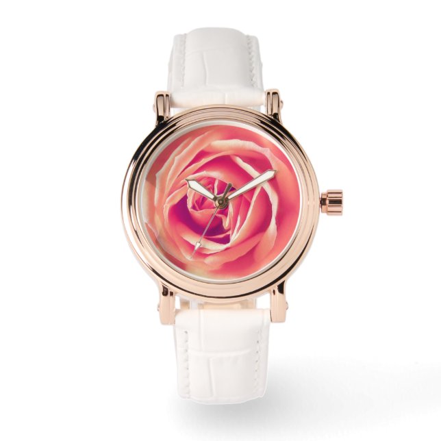 Relógio Impressão rosa de coral (Frente)
