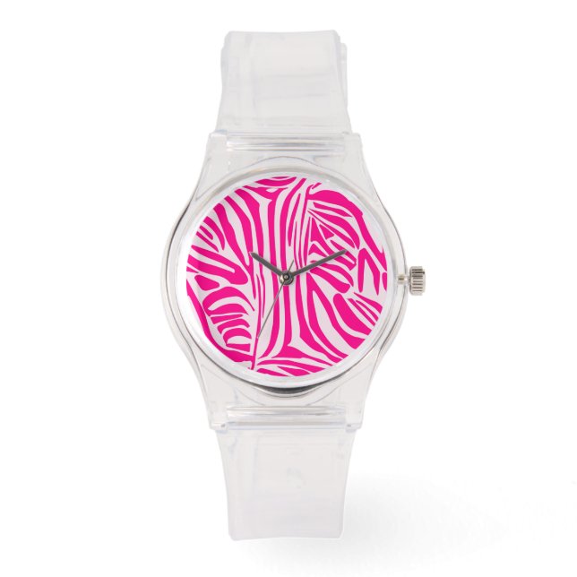 Relógio Impressão zebra rosa (Frente)