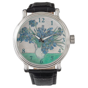 Relógio Impressionismo da pintura de Van Gogh Iris Vase