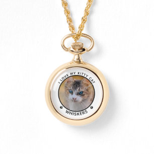 Relógio Impressões Personalizadas do Nome de Foto de Gato